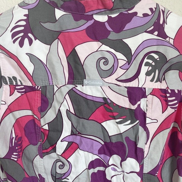 Columbia Blouse Womens Extra Small Purple Floral Outdoor Viscose Spring Casual - Picture 8 of 11